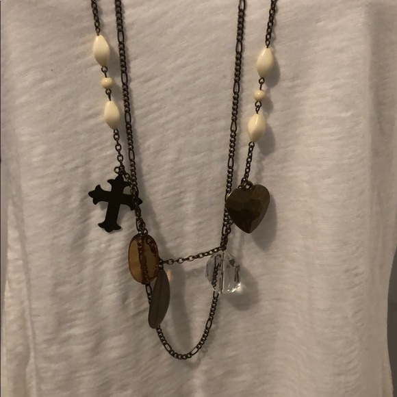 NWOT H&M Ivory and Copper Layered Necklace - Picture 2 of 6